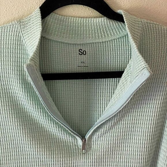 NWT! SO Light Mint-Green, Super-Soft, Mock-Neck, Zip 3/4 Top. Size XXL. - Picture 4 of 9